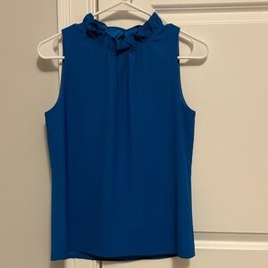 J. Crew Factory Royal Blue Ruffle Neck Blouse